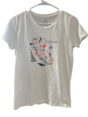 J. Crew Women's Short Sleeve California Map Graphic Collector Tee Size Small